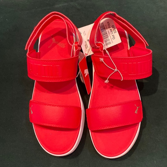 Puma Red Sandals Ladies Size 7 New With Tags - Picture 1 of 3